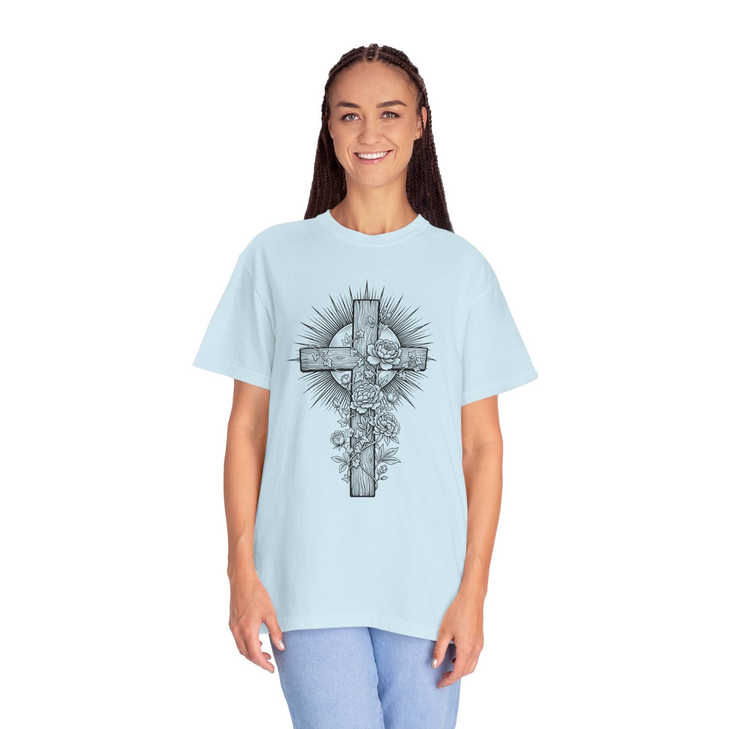 Christian Floral Cross Shirt, Boho Faith T-Shirt, Religious Botanical Tee, Wildflower Jesus Shirt, Easter Apparel, Christian Gifts