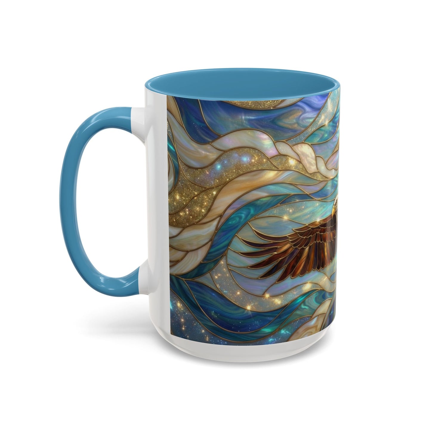 Stained Glass Eagle Mug, Bald Eagle Coffee Mug, Patriotic Eagle Cup, Wildlife Art Mug, Freedom Bird Mug, Nature Art Gift