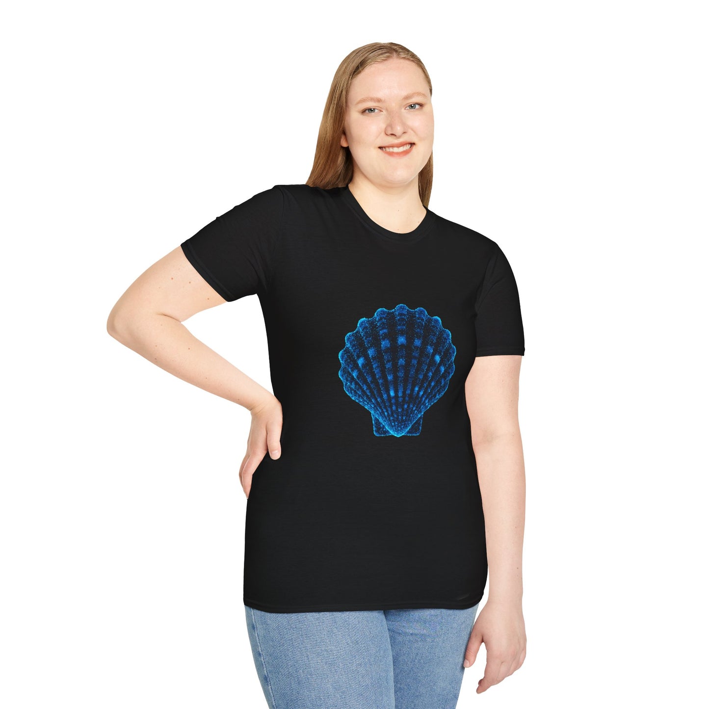Geometric Digital Shell T‑Shirt • Nature Inspired Graphic Tee • Cottagecore, Y2K Nostalgia, Bold Minimalist Women & Men Gift