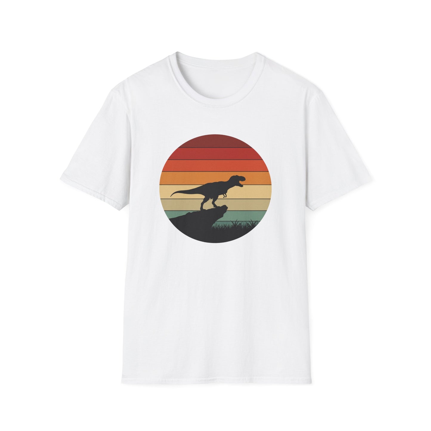 Retro T-Rex Dinosaur Shirt for Men Women - Vintage Sunset Graphic Tee - Unisex Jurassic Gift Idea Funny Casual Dino T-Shirt