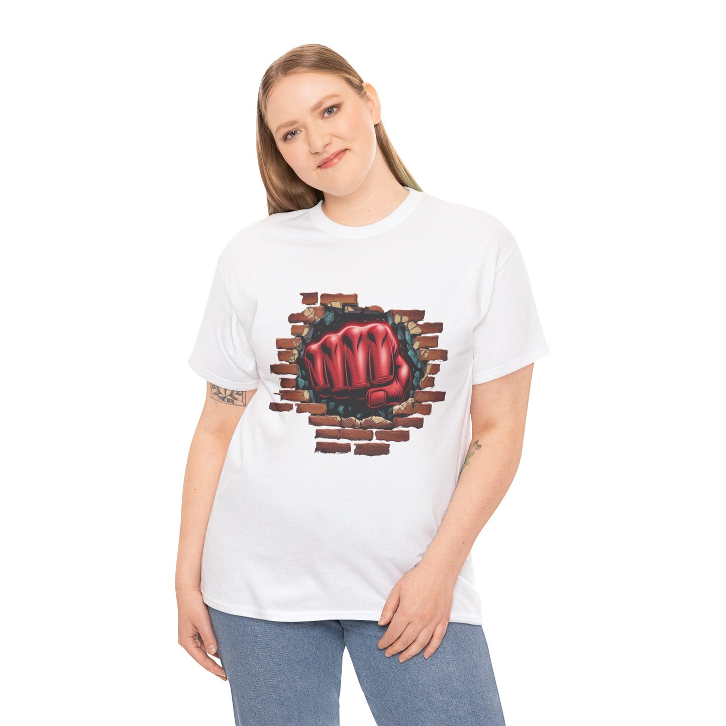 Impact Fist Graphic T-Shirt – Punch Through Brick Wall Design | Bold Streetwear Tee for Fighters, Gym & Edge-Lovers