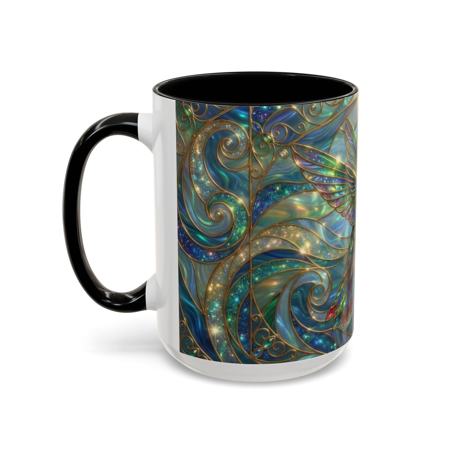 Hummingbird Stained Glass Mug, Colorful Art Coffee Mug, Bird Lover Gift, Nature Inspired Ceramic Mug, Tea Cup