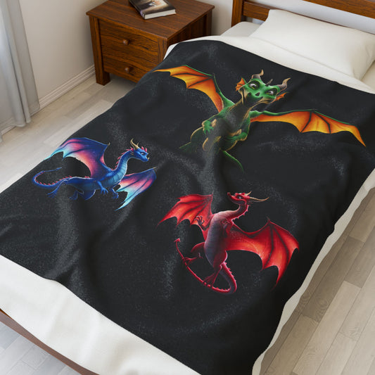 Fantasy Dragon Polyester Blanket | Colorful Dragon Throw for Gamers & DnD Fans | Cozy Mythical Creature Bedding | Dragon Lover Gift