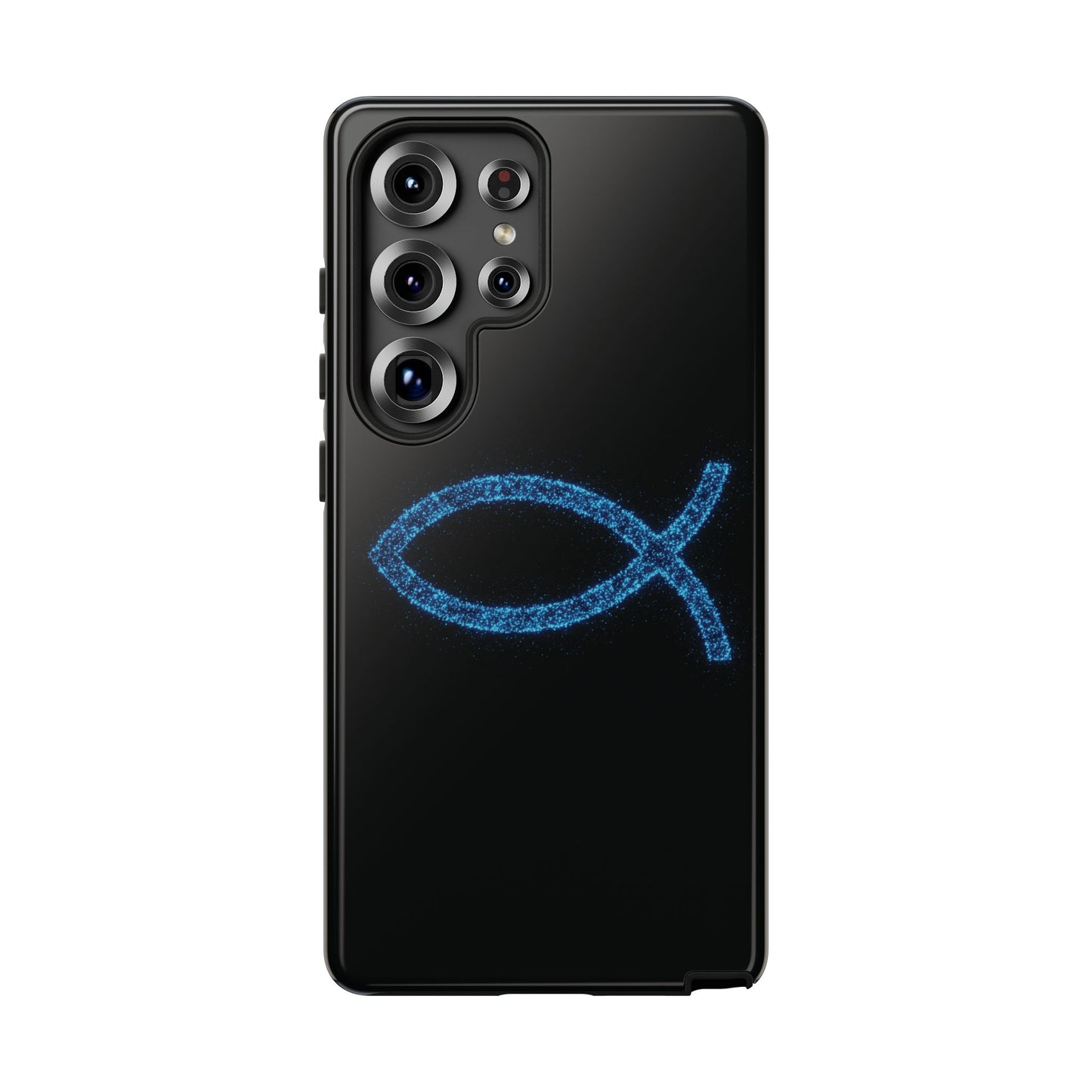 Blue Glitter Fish Symbol Samsung Phone Case - Durable & Stylish for Faith Enthusiasts