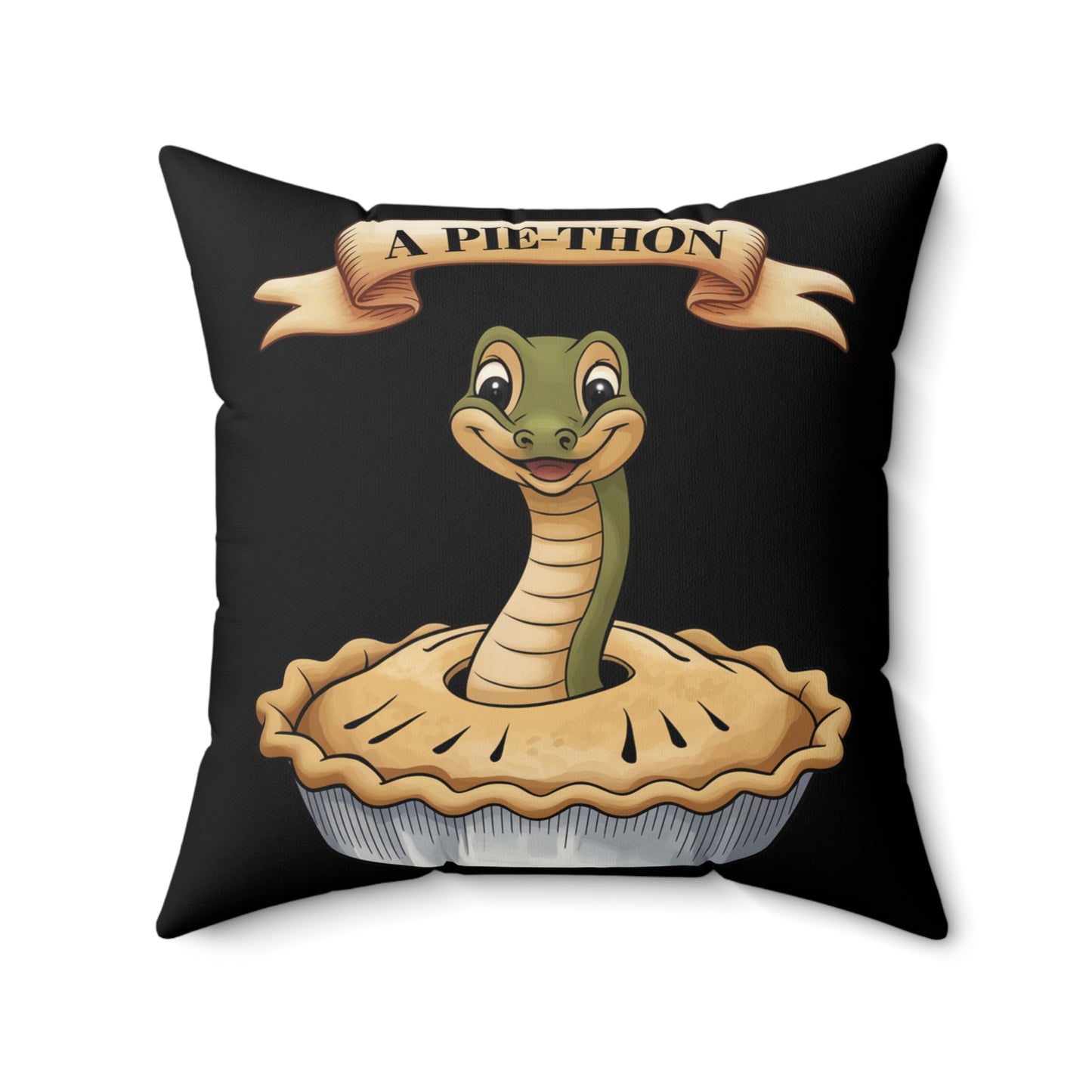 Square Pillow - Snake Coming Out of Pie Joke 'Pie-thon'