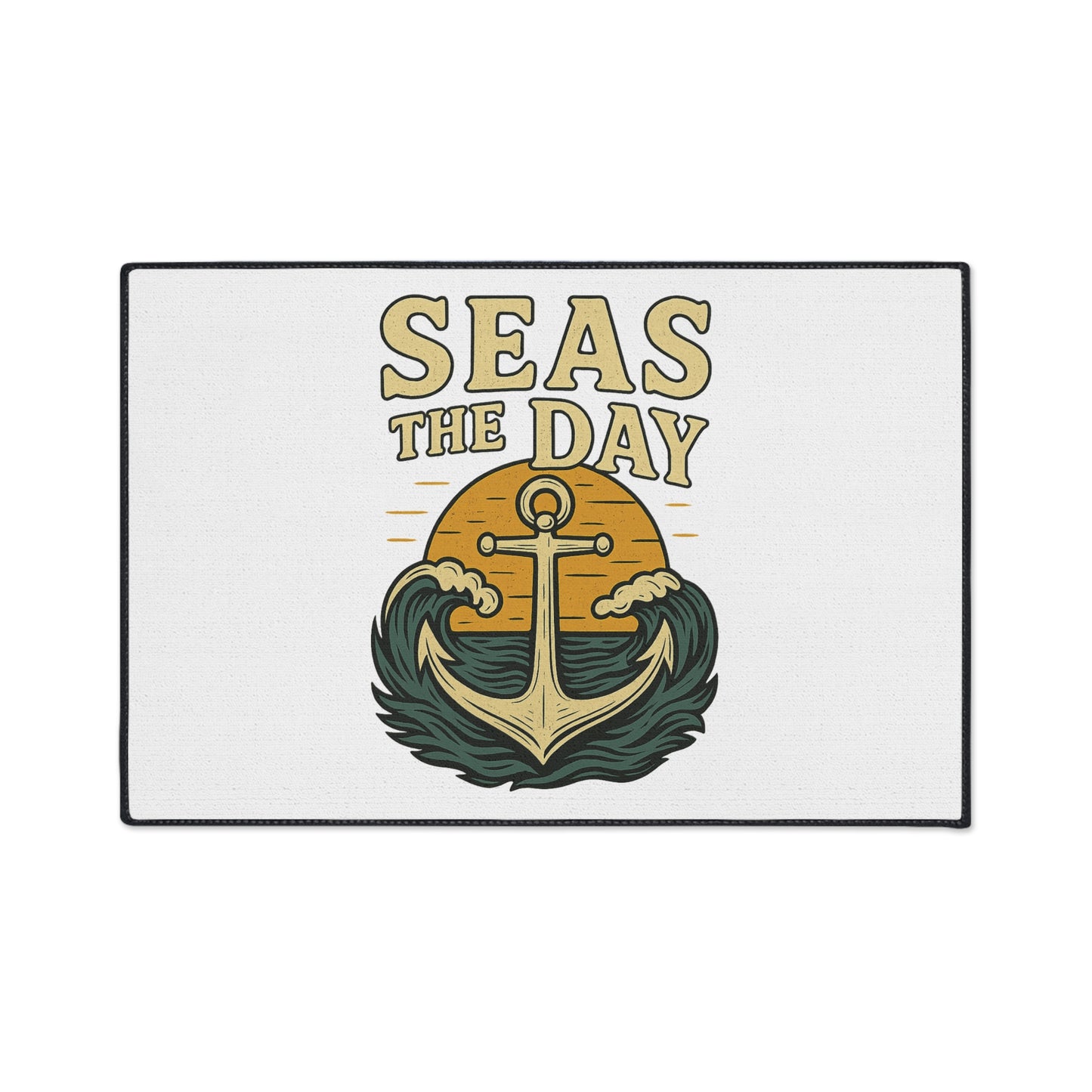Seas the Day Nautical Doormat - Funny Anchor Rug - Coastal Home Decor - Beach House Entry Mat - Ocean Themed Gift - Boat Lover Decor