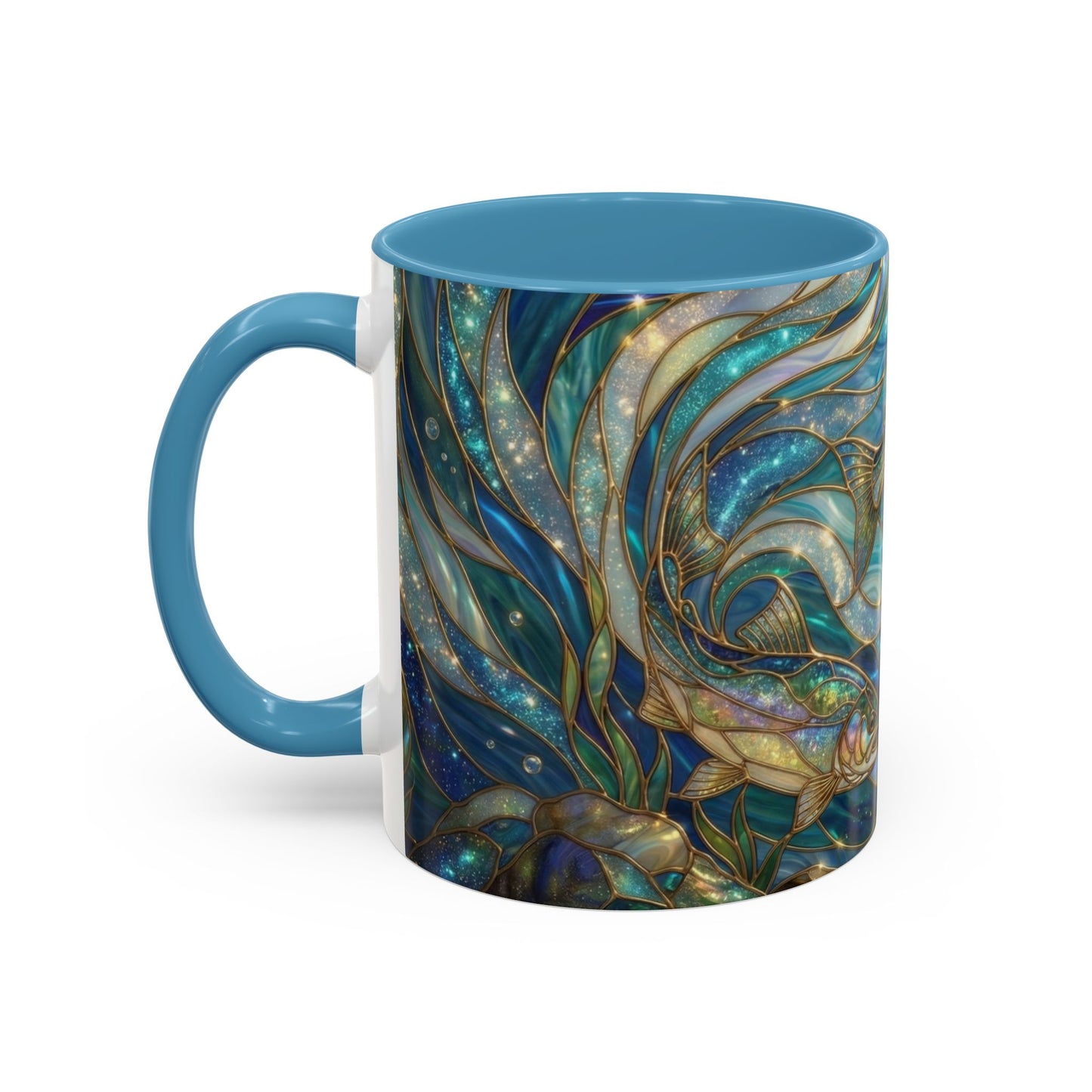 Stained Glass Fish Mug, Fishing Coffee Mug, Trout Art Mug, Fisherman Gift Cup, Wildlife Nature Mug, Angler Gift Mug