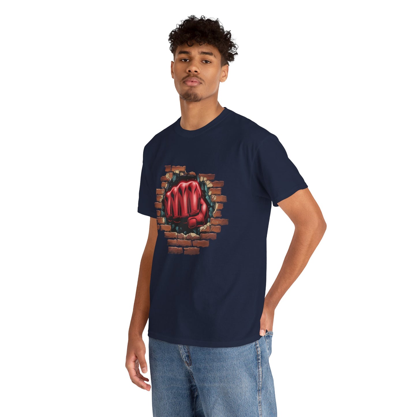 Impact Fist Graphic T-Shirt – Punch Through Brick Wall Design | Bold Streetwear Tee for Fighters, Gym & Edge-Lovers