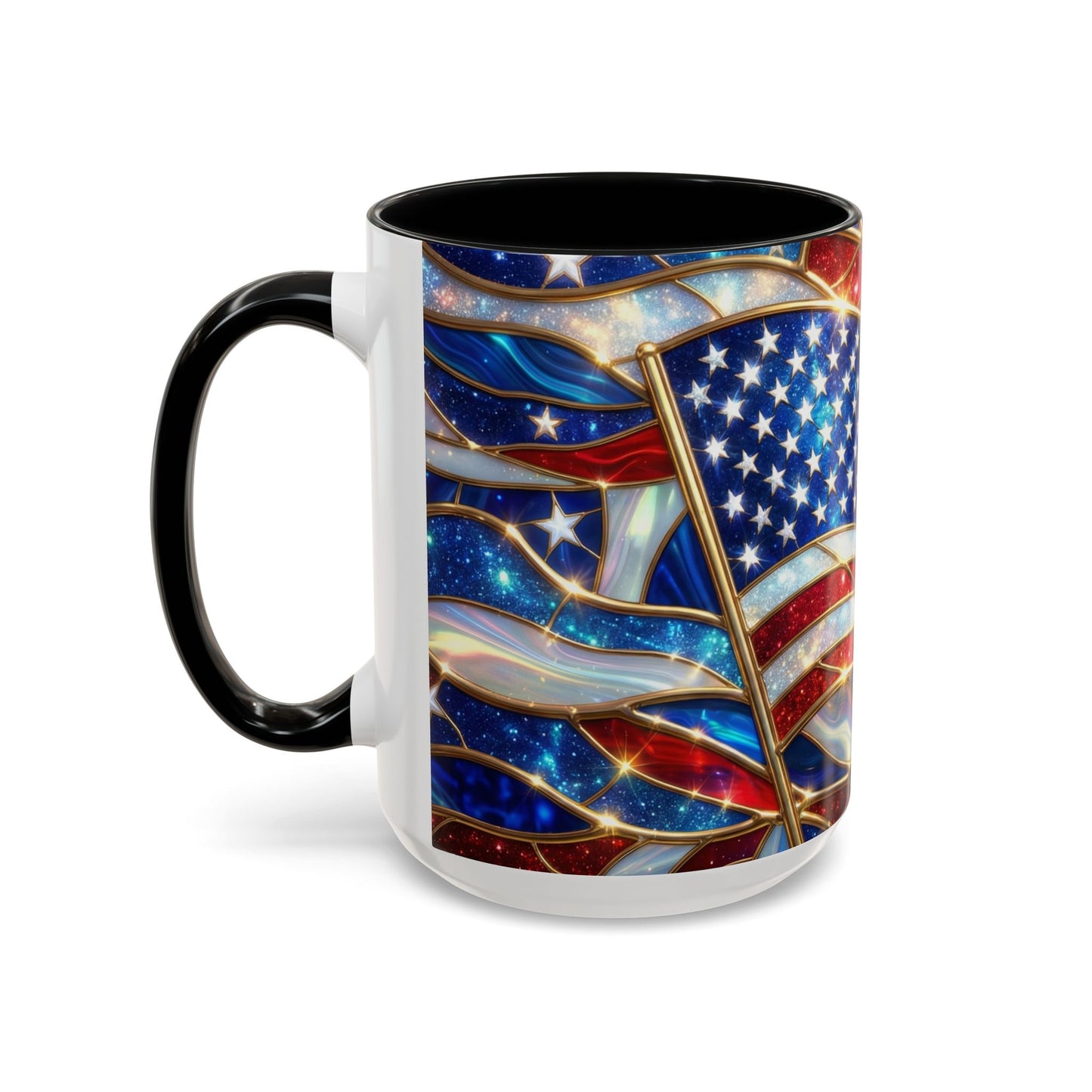 American Flag Mug, Stained Glass Flag Coffee Mug, Patriotic Mug, USA Flag Cup, Fourth Of July Gift, Veterans Gift Mug