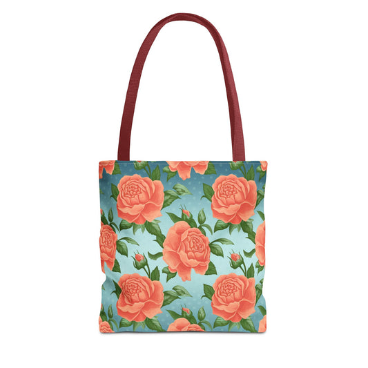 Rose Tote Bag, Floral Carryall, Elegant Flower Print Tote, Reusable Shopping Bag, Garden Rose Tote, Stylish Grocery Bag