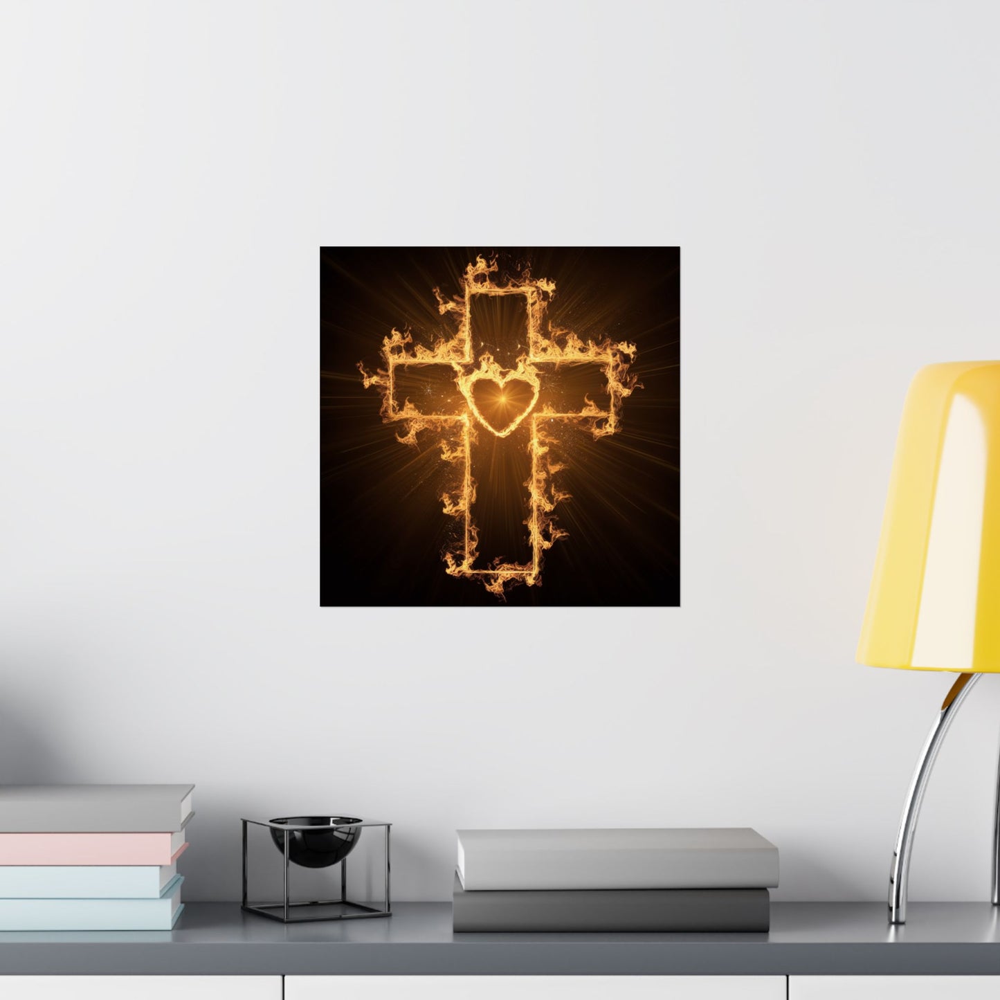Spiritual Matte Vertical Posters - Fiery Cross Design