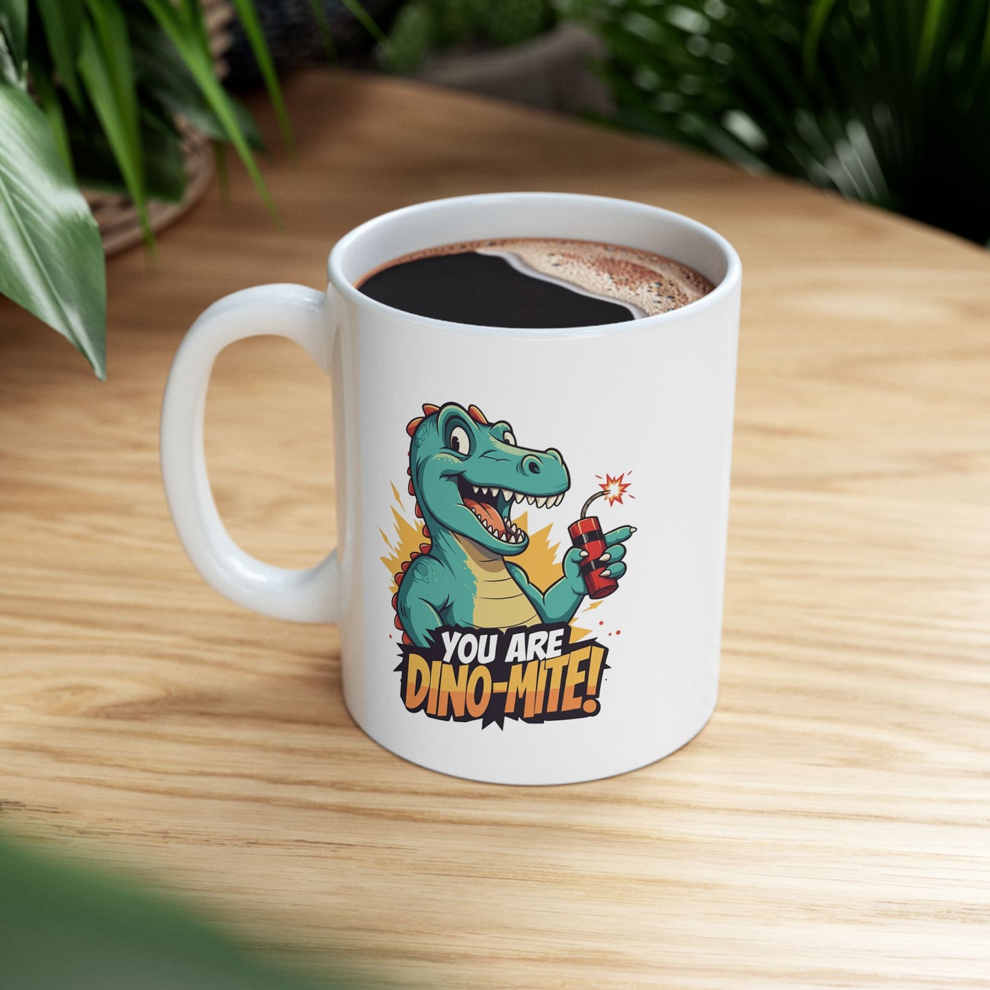 You Are Dino-Mite Mug – Funny Dinosaur Coffee Cup with Cute T-Rex Design – Gift for Him, Her, Kids – Dino Lover Kitchen Decor