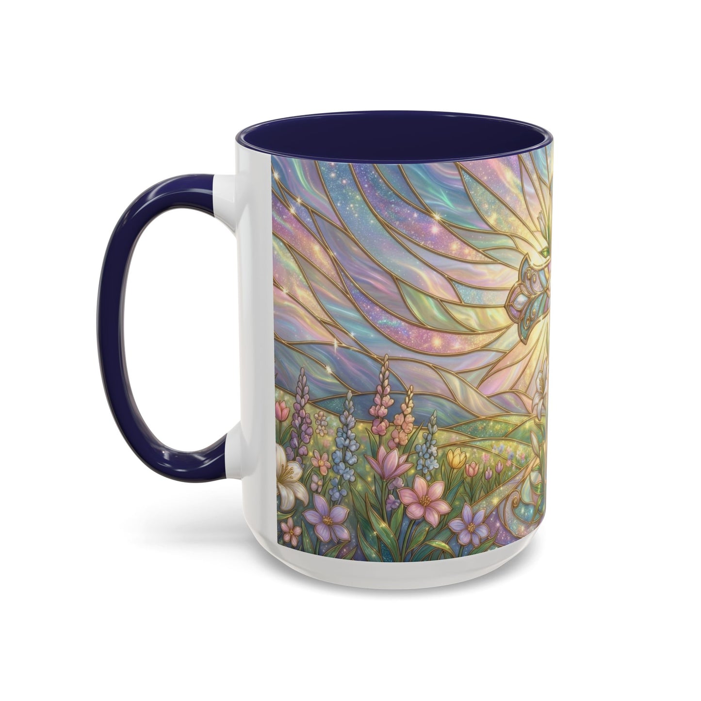 Stained Glass Cross Mug, Easter Lily Coffee Cup, Christian Religious Gift, Pastel Floral Faith Mug, Spring Believer Cup, Baptism Present