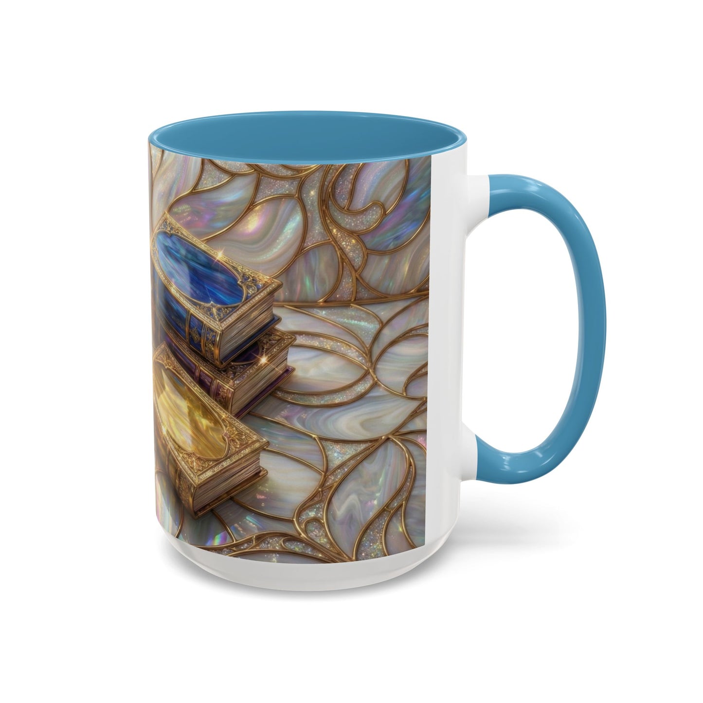 Stained Glass Book Mug, Fantasy Book Lover Coffee Cup, Magical Library Mug, Bookish Gift For Readers, Dark Academia Mug