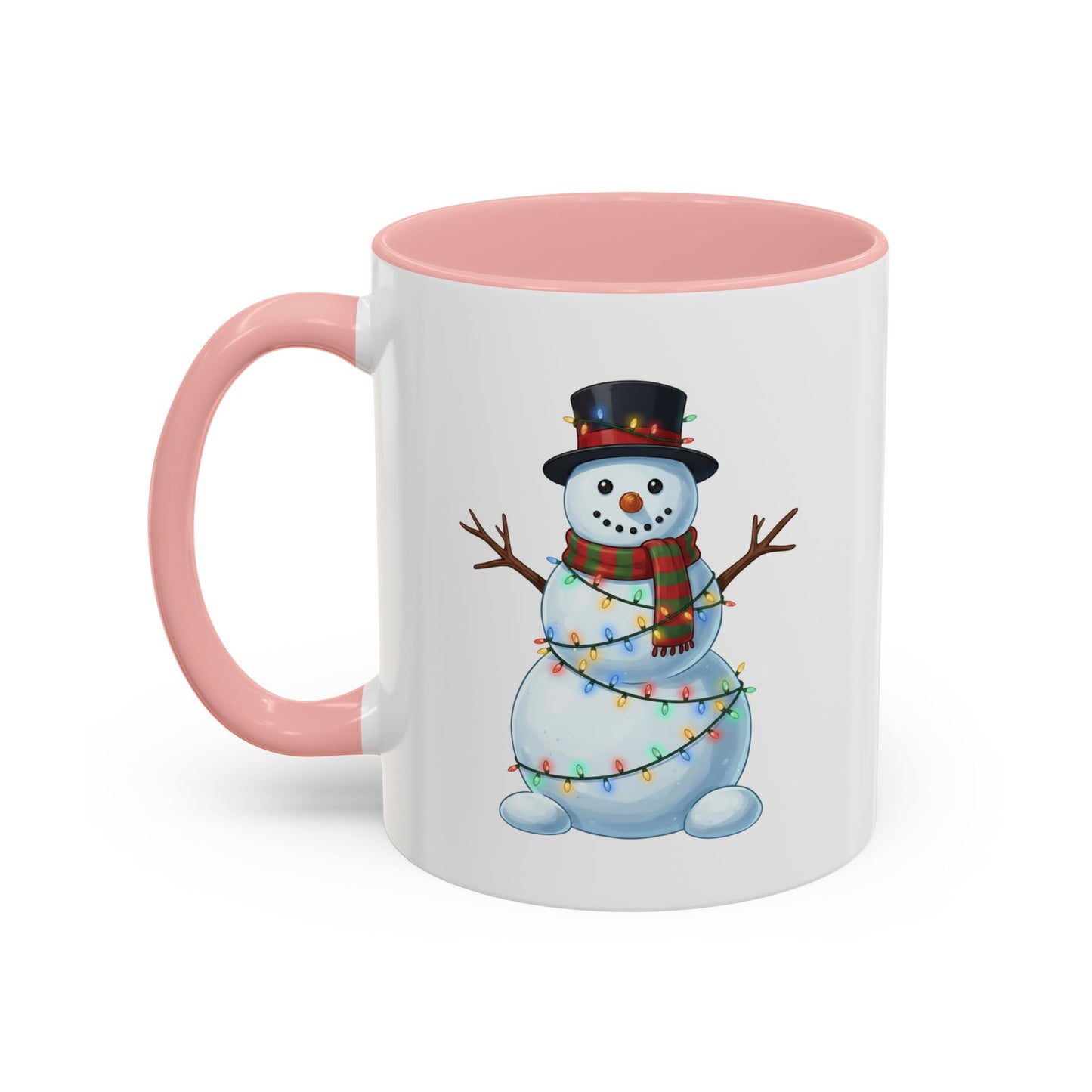 Snowman Christmas Mug, Snowman Wrapped in Lights Mug, Holiday Coffee Cup, Cute Winter Snowman Cup, Christmas Gift Mug, Xmas Cocoa Mug