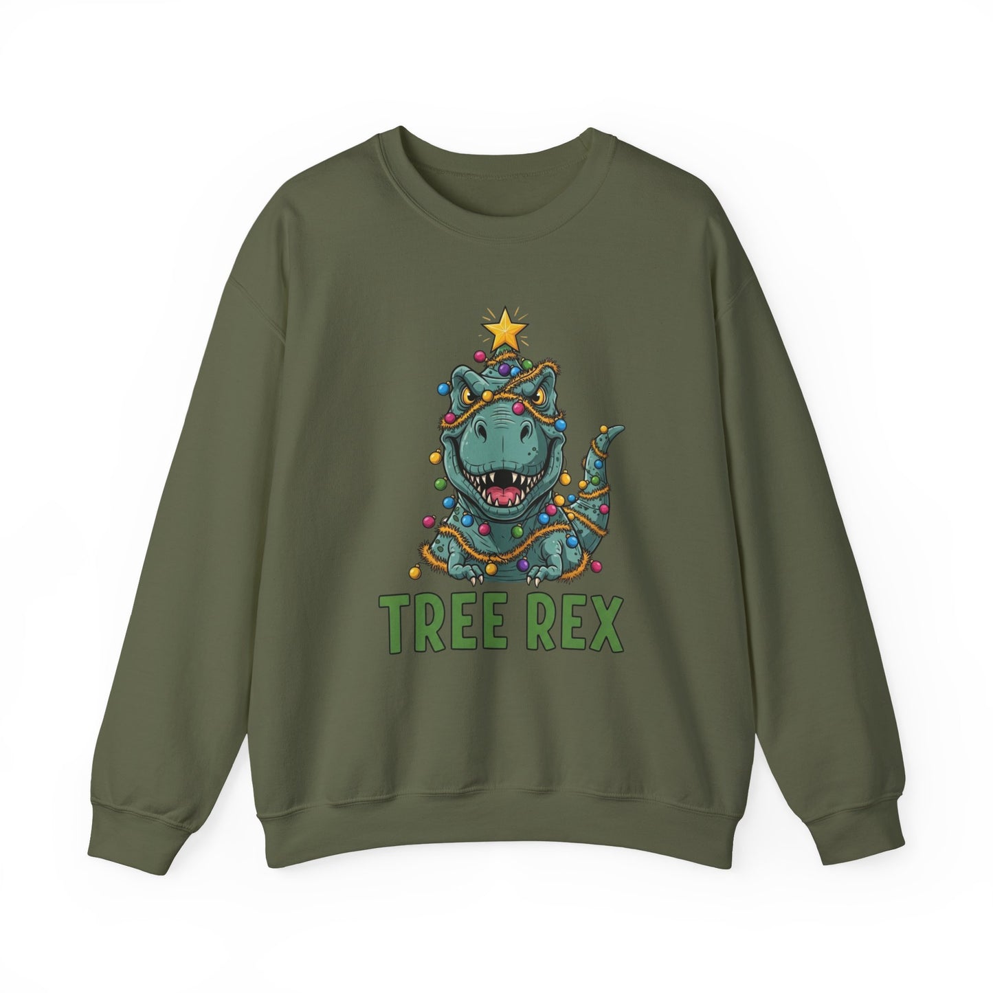 Tree Rex Christmas Sweatshirt, Funny Dinosaur Holiday Sweater, Cute T-Rex Christmas Crewneck, Festive Unisex Gift For Friends And Family