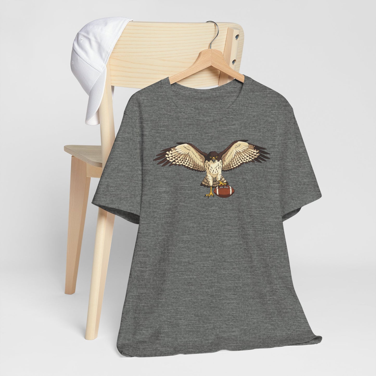 Hawk Football Shirt, Hawk Holding Football T Shirt, Football Mascot Tee, Bird Of Prey Shirt, Sports Fan Gift, Game Day Hawk Tee