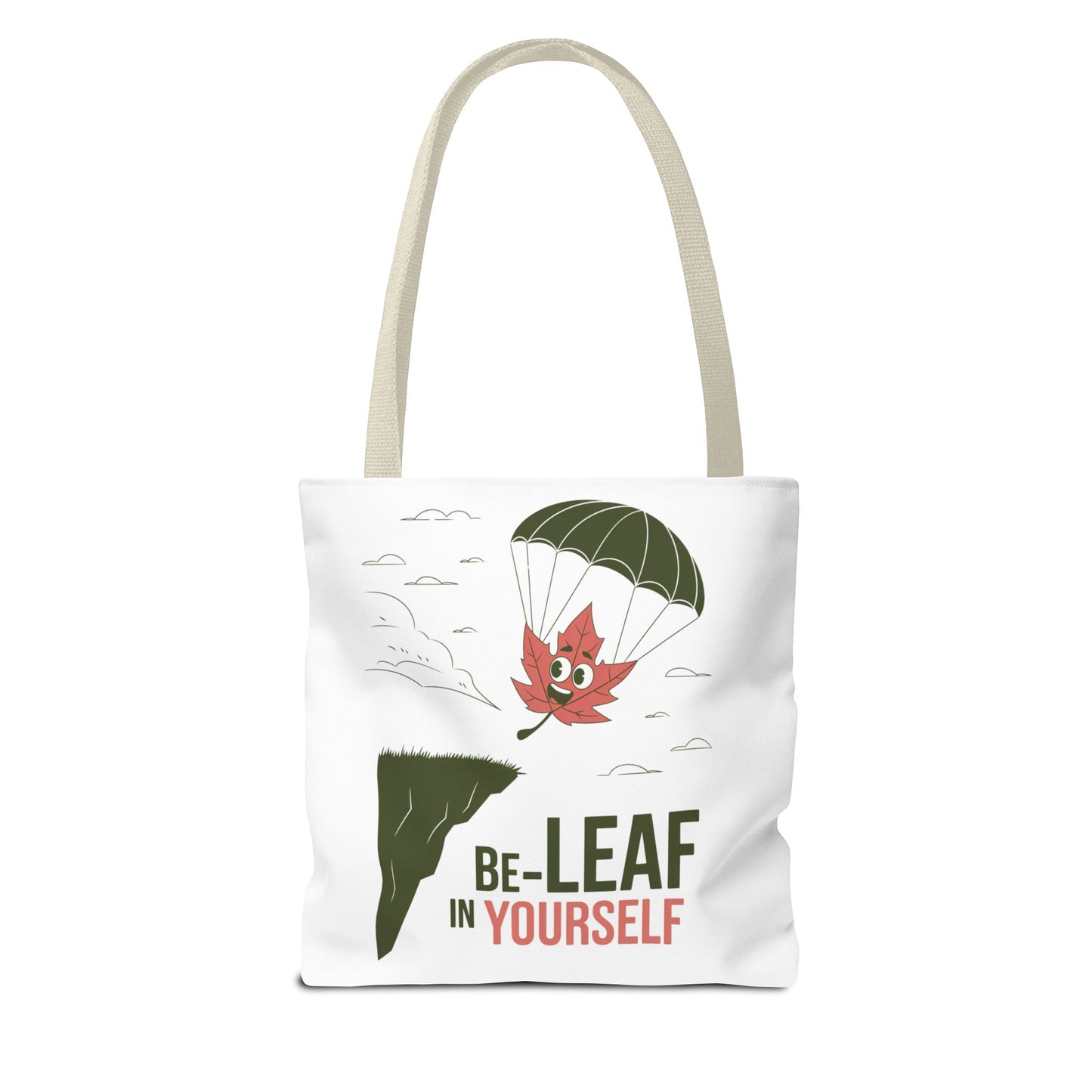 Tote Bag - Be-Leaf In Yourself Pun Design