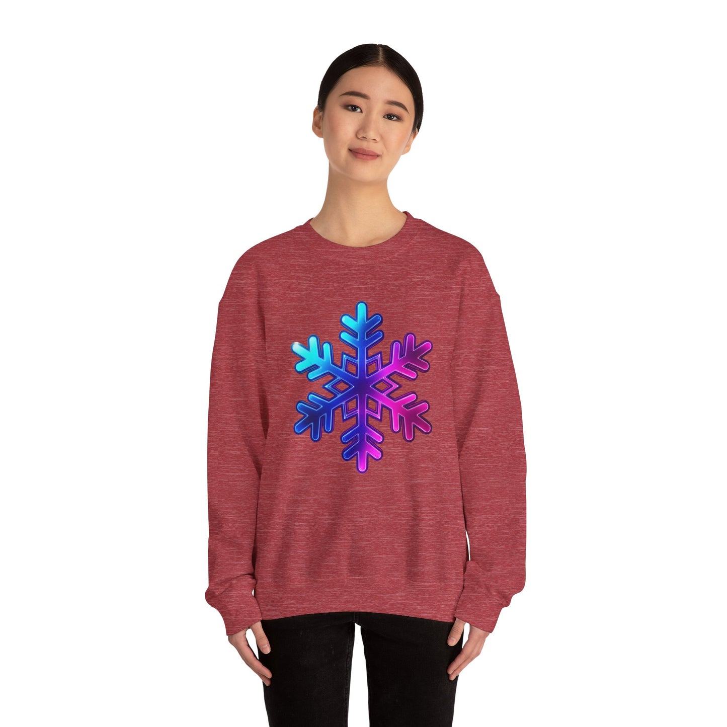 Blue Pink Gradient Snowflake Sweatshirt, Winter Aesthetic Pullover, Cozy Christmas Crewneck, Festive Holiday Sweater Gift for Her or Him