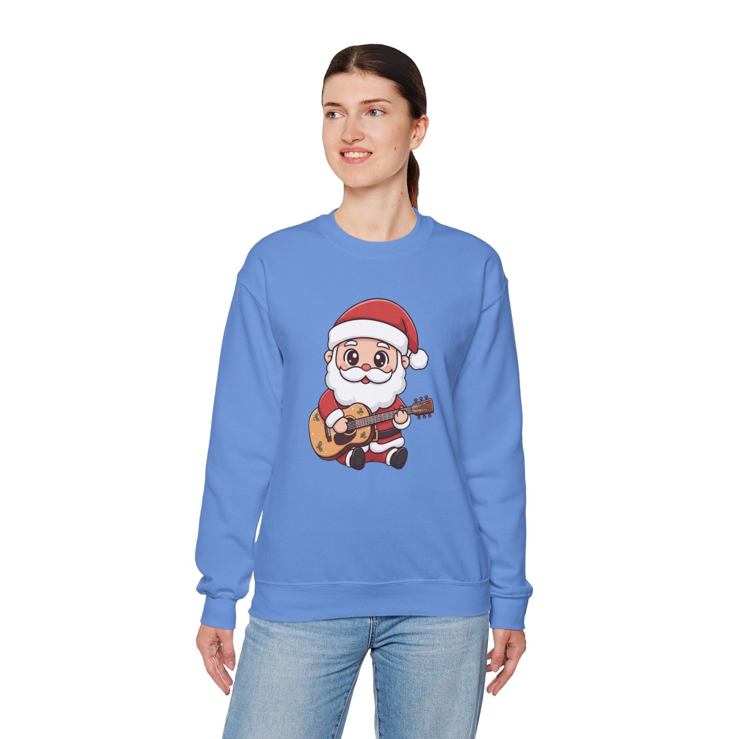 Cute Santa Guitar Sweatshirt | Christmas Music Lover Sweater | Holiday Crewneck | Funny Santa Musician Shirt | Cozy Xmas Gift for Him or Her