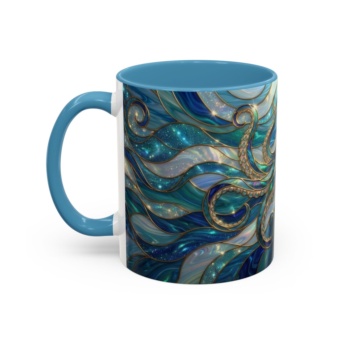 Stained Glass Octopus Mug, Octopus Coffee Mug, Ocean Art Mug, Nautical Decor Cup, Sea Creature Mug, Octopus Lover Gift