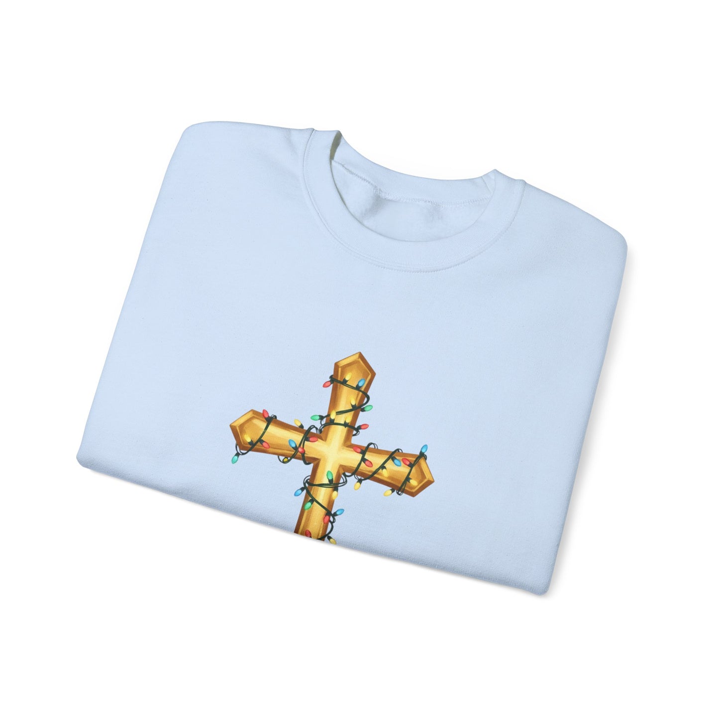 Christmas Cross Lights Sweatshirt, Christian Christmas Sweatshirt, Religious Holiday Cross Sweater, Jesus Christmas Gift, Faith