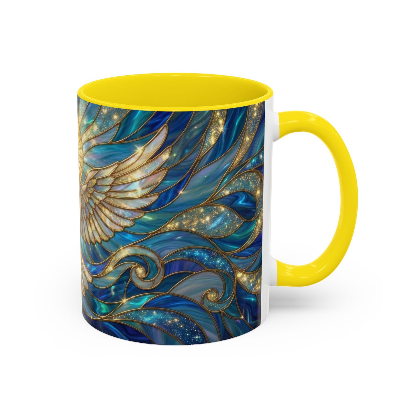 Stained Glass Dove Mug, Peace Dove Coffee Mug, Holy Spirit Dove Cup, Christian Gift Mug, Spiritual Art Mug, Faith Inspired Coffee Cup