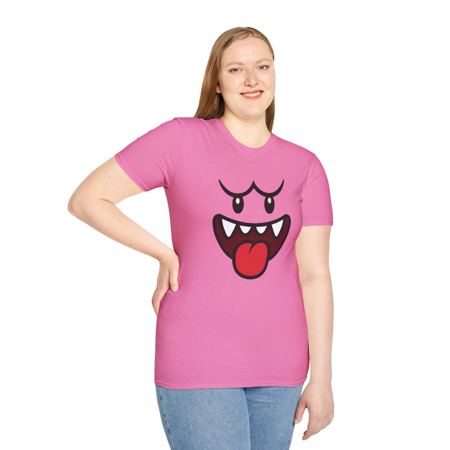 Ghost Face Graphic T-Shirt – Funny Spooky Cute Retro Halloween Tee, Y2K Nostalgia Bold Design, Soft Cotton, Fall Gift Shirt