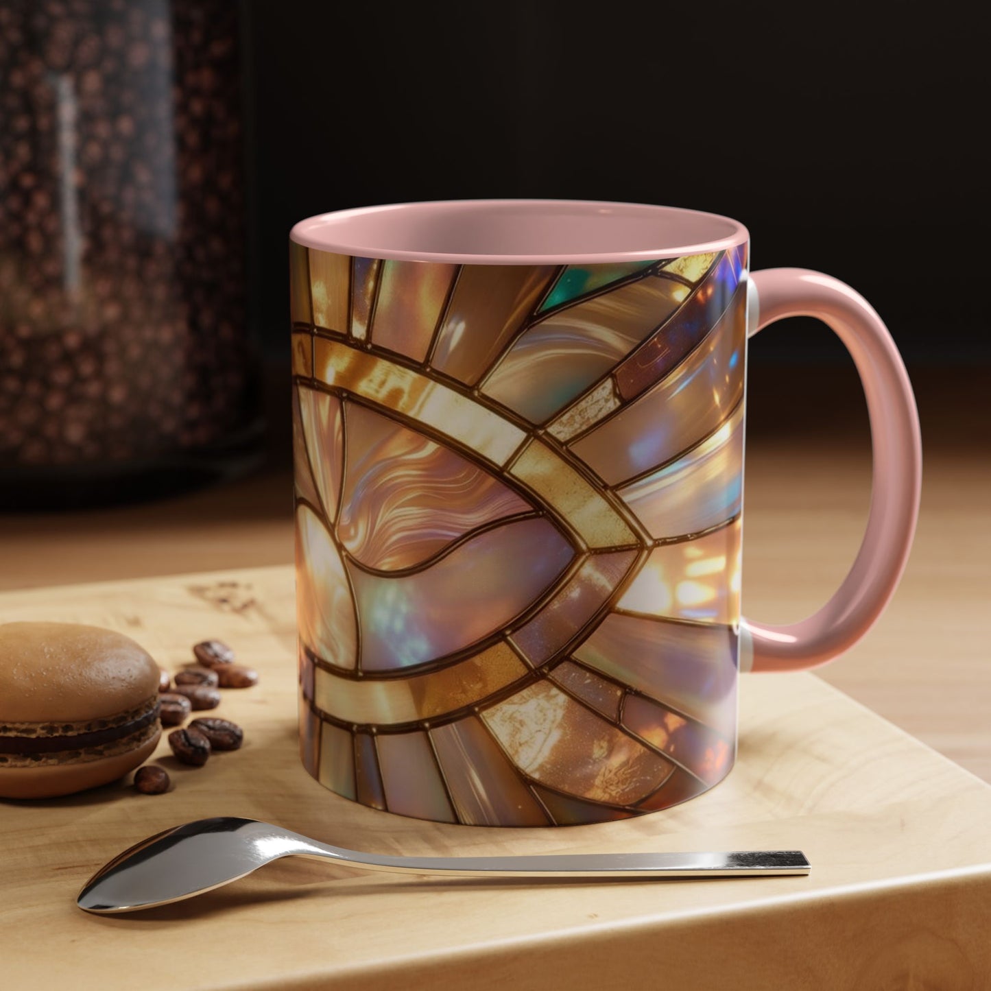 Stained Glass Ichthys Mug, Jesus Fish Christian Coffee Cup, Religious Art Mug, Faith Gift For Women, Inspirational Stained Glass Christian Symbol Design