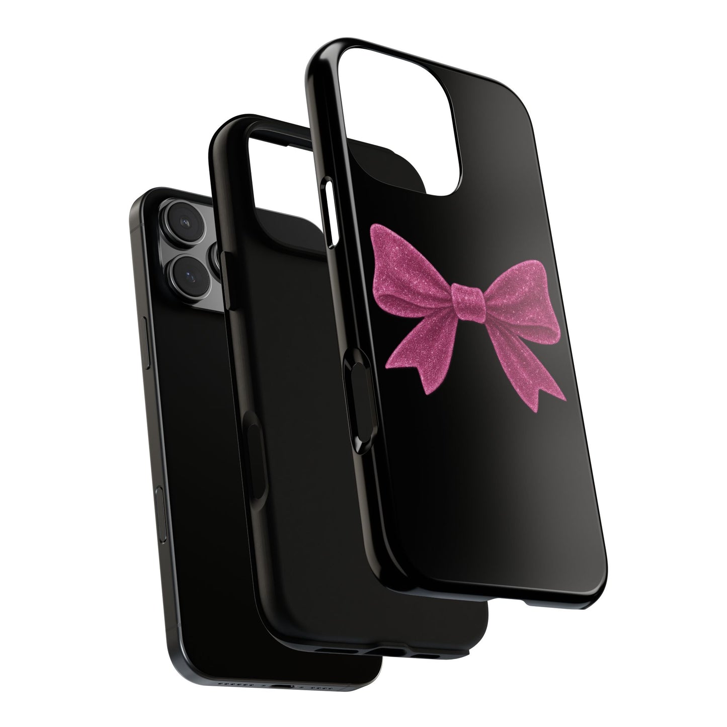 Pink Bow iPhone Case – Coquette Aesthetic Phone Cover – Glitter Soft Girl Tech Accessory – Cute Glossy Pinkcore Case – Gift for Her