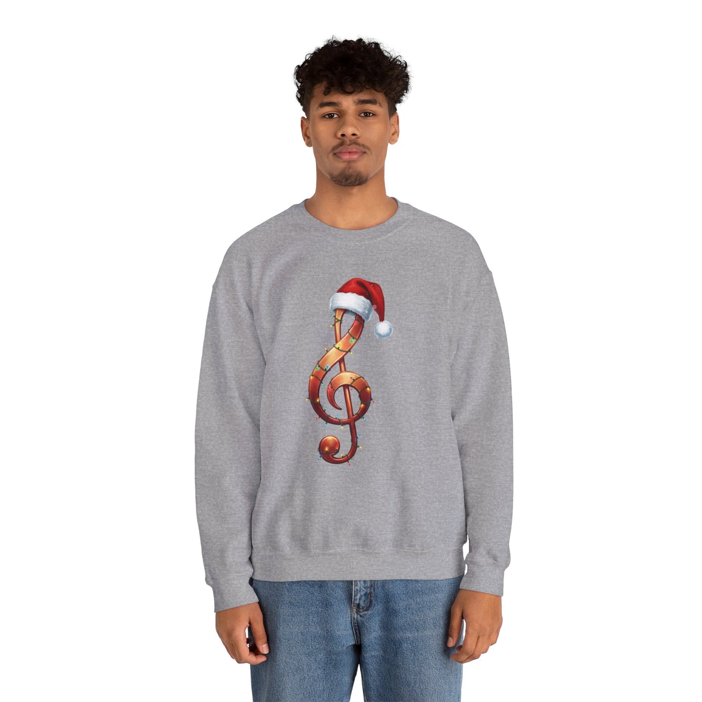 Christmas treble clef sweatshirt, music note Santa hat shirt, Christmas lights music lover sweater, musician holiday crewneck, Xmas gift