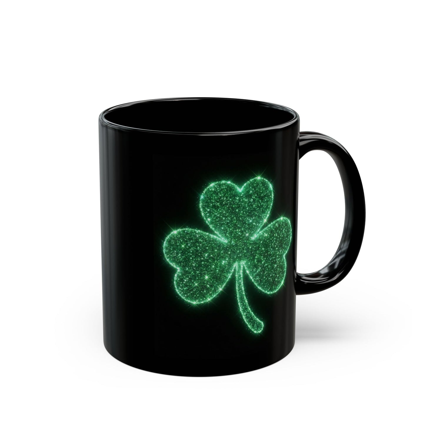 Glowing Shamrock Mug, St Patricks Day Gift, Lucky Green Clover Coffee Cup, Emerald Glitter Aesthetic, Irish Pride Mug, Magic Luck Tea Cup