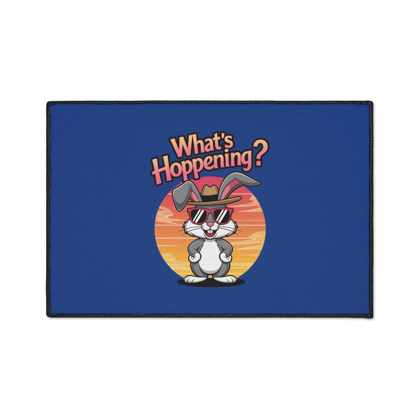 Funny 'What's Happening?' Rabbit Heavy Duty Floor Mat - Stylish Home Decor