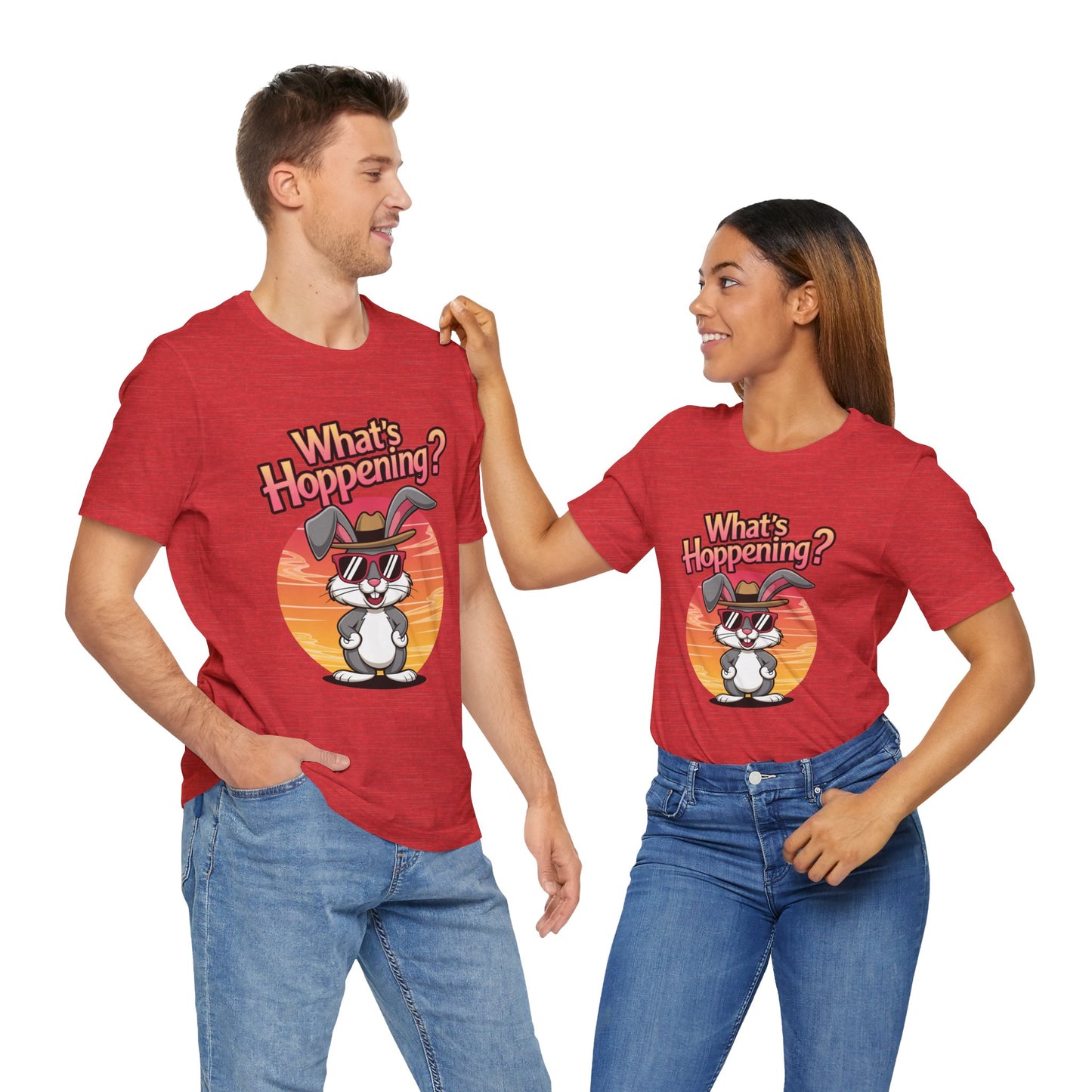 What’s Hoppening Funny Bunny Shirt – Cute Rabbit Pun T-Shirt – Sunset Graphic Tee for Animal Lovers, Easter, and Pun Enthusiasts