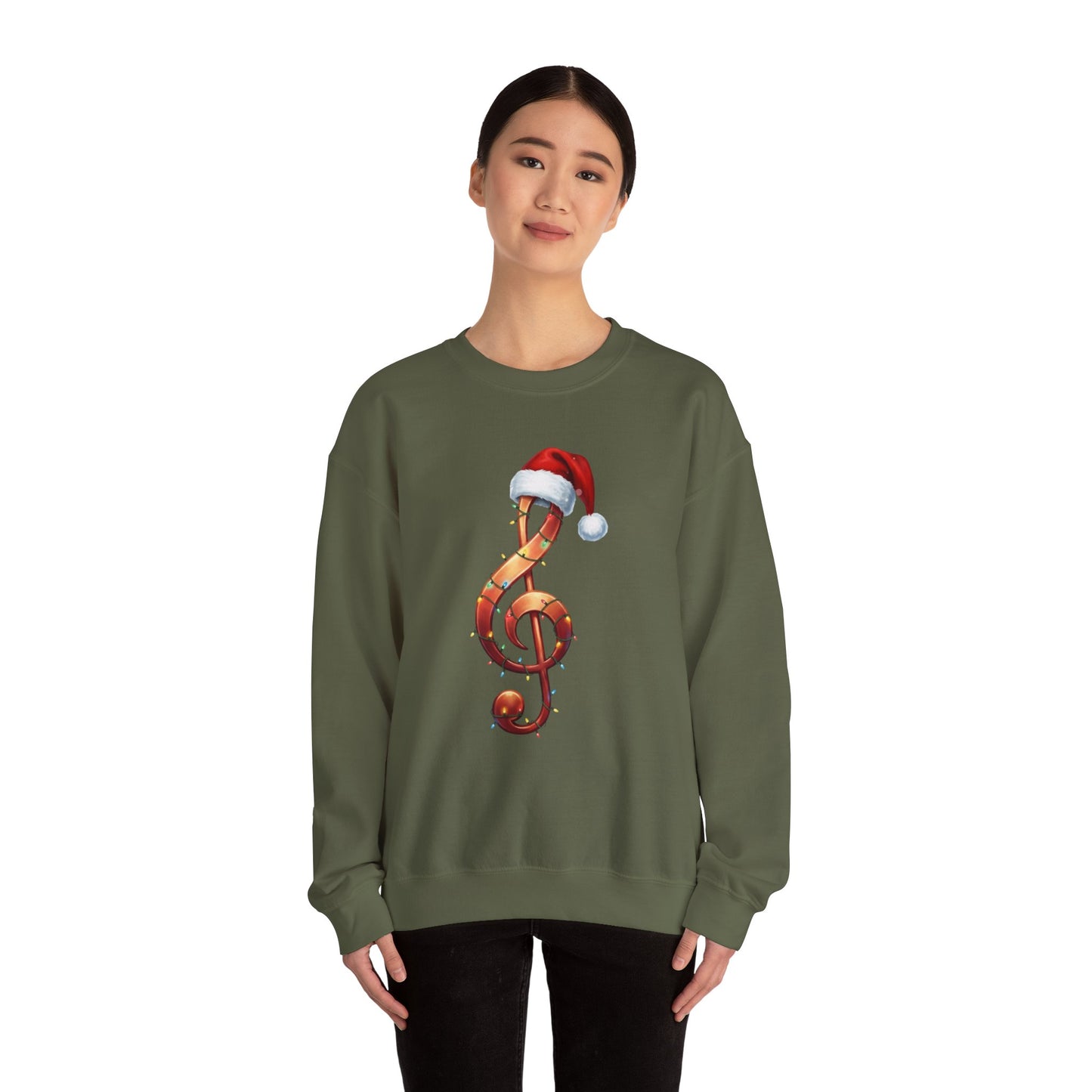 Christmas treble clef sweatshirt, music note Santa hat shirt, Christmas lights music lover sweater, musician holiday crewneck, Xmas gift