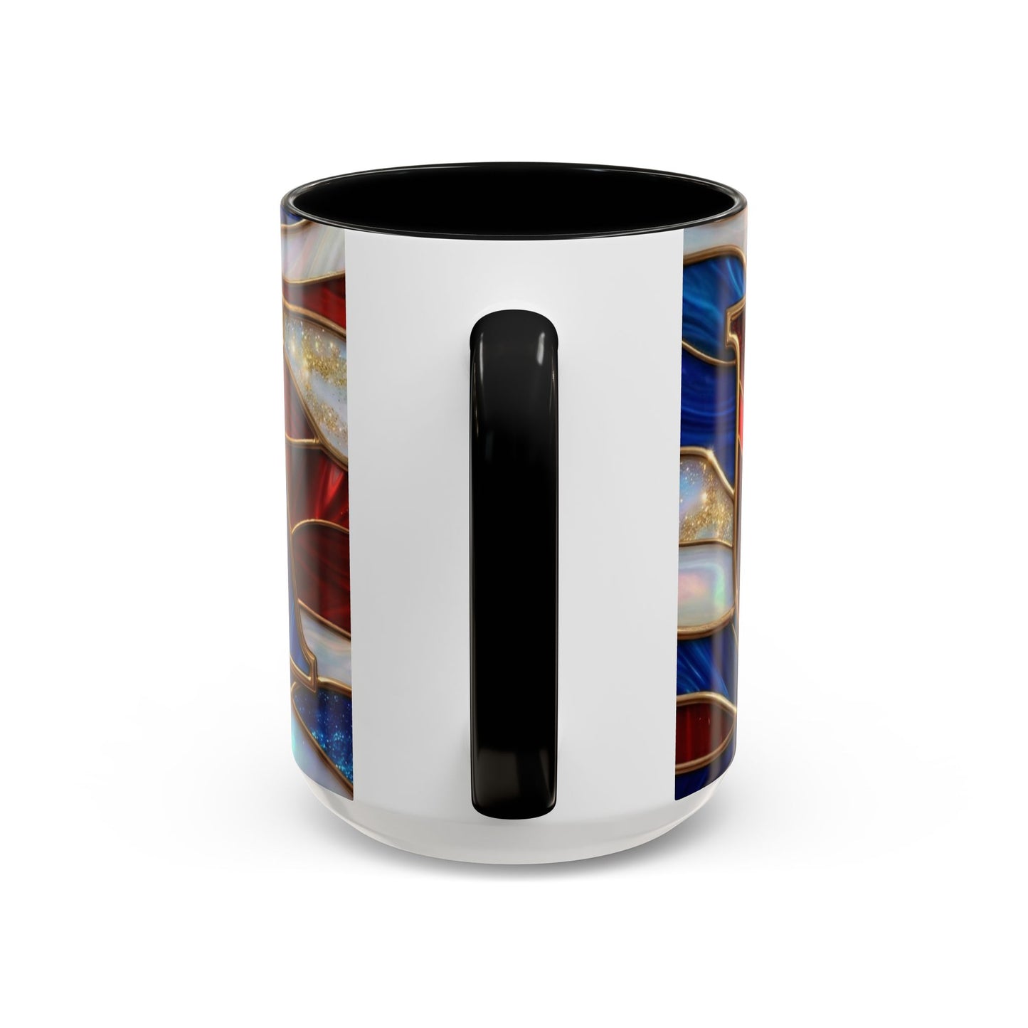 USA Patriotic Coffee Mug, Stained Glass USA Mug, Red White Blue Ceramic Mug, American Flag Style Mug, 11oz 15oz Mug