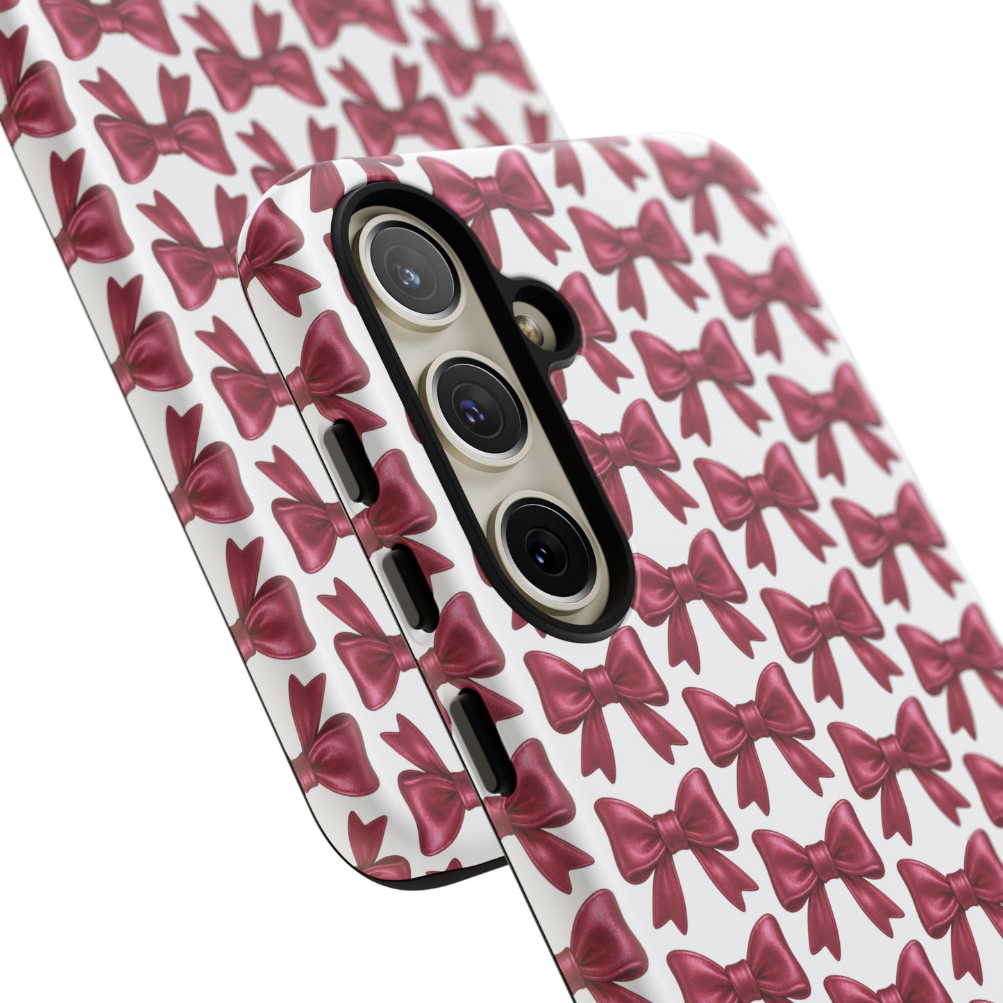 Coquette Samsung Case - Burgundy Bow Pattern Phone Cover, Girly Soft Aesthetic Gift, Cute Galaxy Case for Her