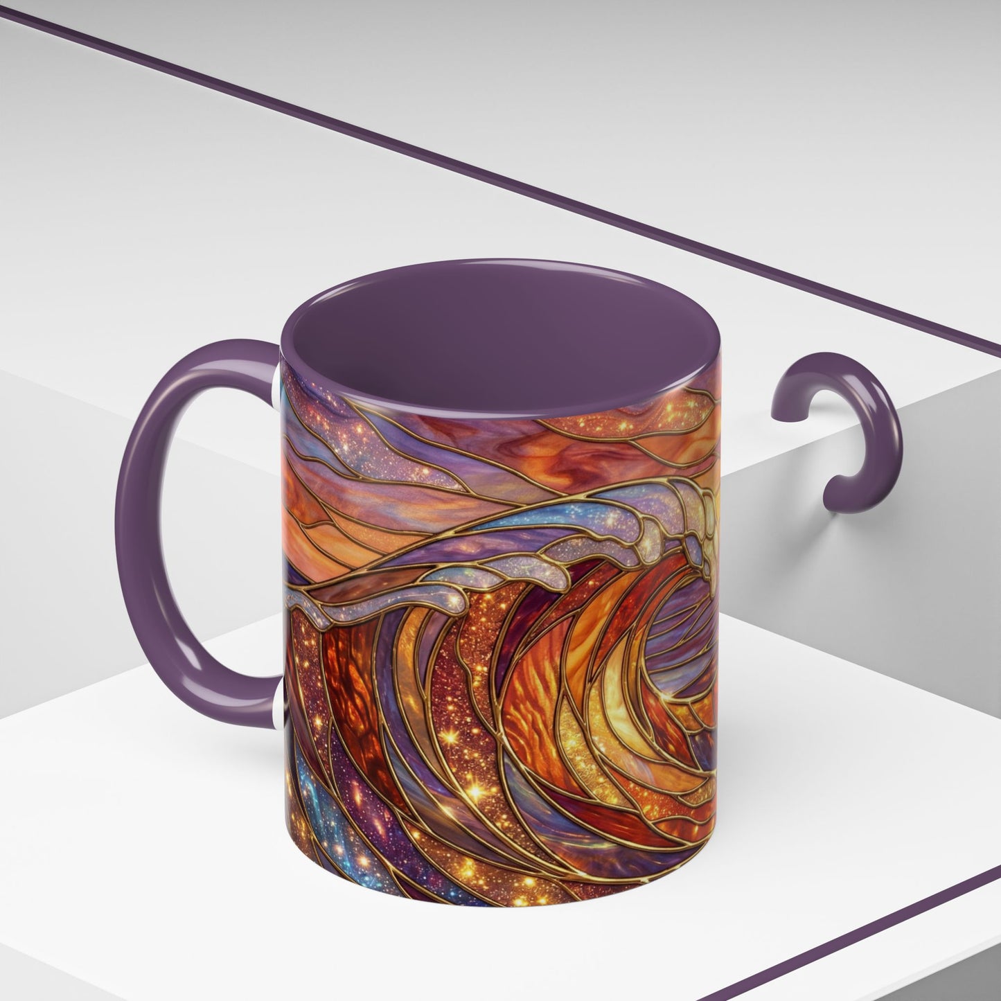 Stained Glass Wave Mug, Ocean Sunset Coffee Cup, Vibrant Beach Art, Sea Lover Gift, Mosaic Tea Cup, Summer Kitchen Decor, Nature Drinkware