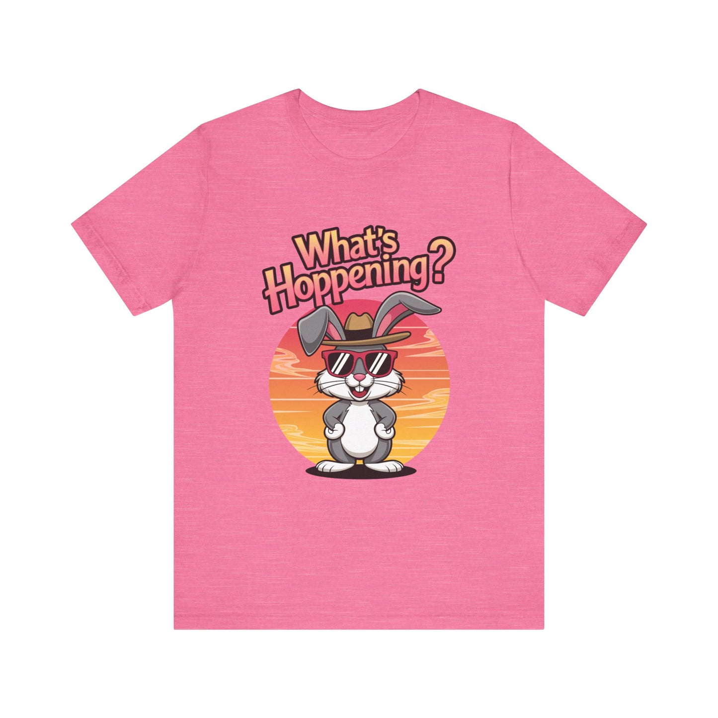 What’s Hoppening Funny Bunny Shirt – Cute Rabbit Pun T-Shirt – Sunset Graphic Tee for Animal Lovers, Easter, and Pun Enthusiasts