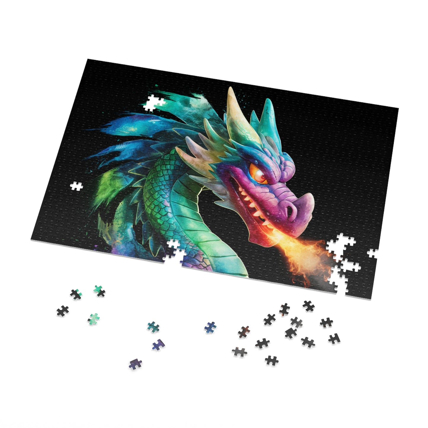 Colorful Fire Breathing Dragon Puzzle - 252, 500, 1000, 2000 Piece Fantasy Jigsaw Gift for Adults, Kids, Gamers, & Art Lovers