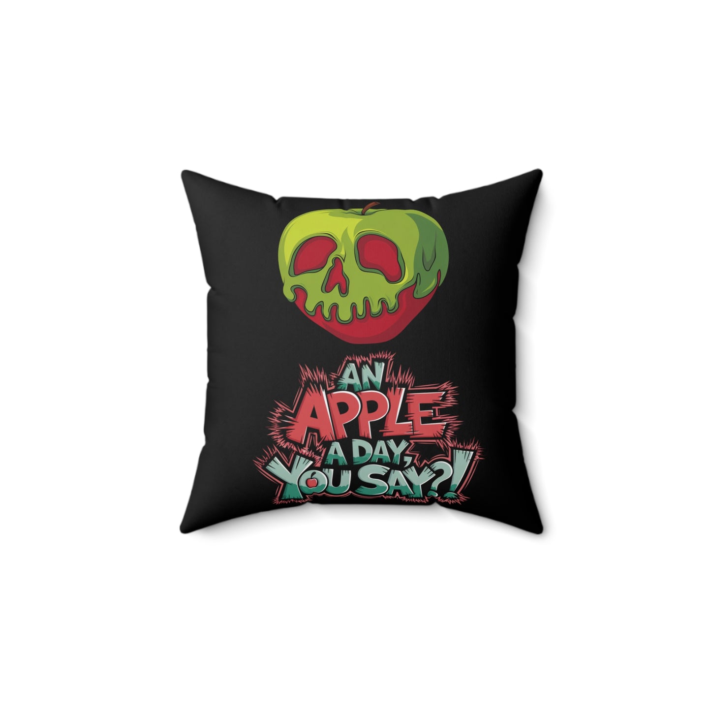 Square Pillow - Poison Apple Design - 'An Apple a Day You Say'