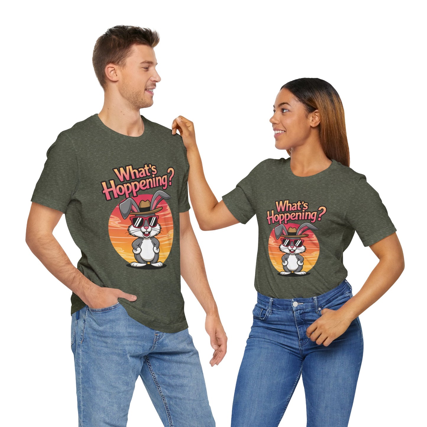 What’s Hoppening Funny Bunny Shirt – Cute Rabbit Pun T-Shirt – Sunset Graphic Tee for Animal Lovers, Easter, and Pun Enthusiasts
