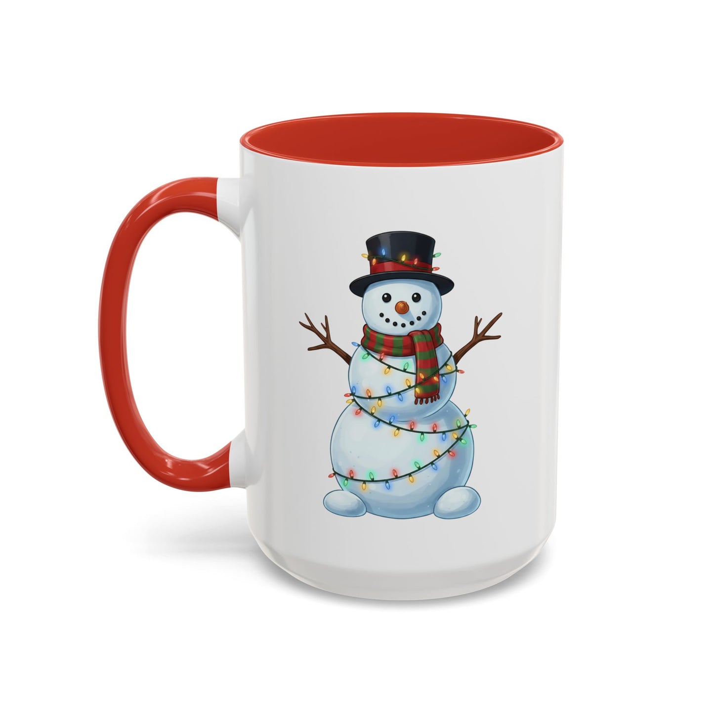Snowman Christmas Mug, Snowman Wrapped in Lights Mug, Holiday Coffee Cup, Cute Winter Snowman Cup, Christmas Gift Mug, Xmas Cocoa Mug