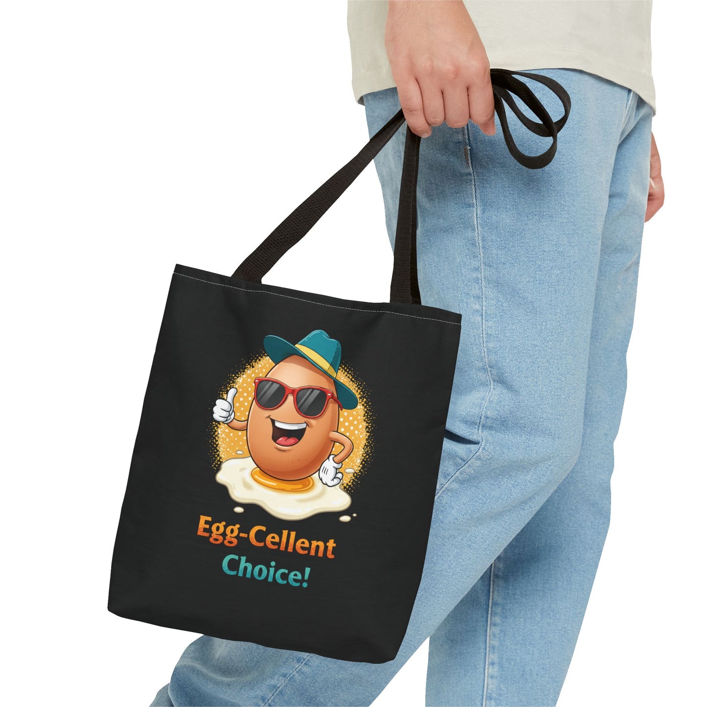 Tote Bag: Egg-Cellent Choice Thumbs Up Pun Design