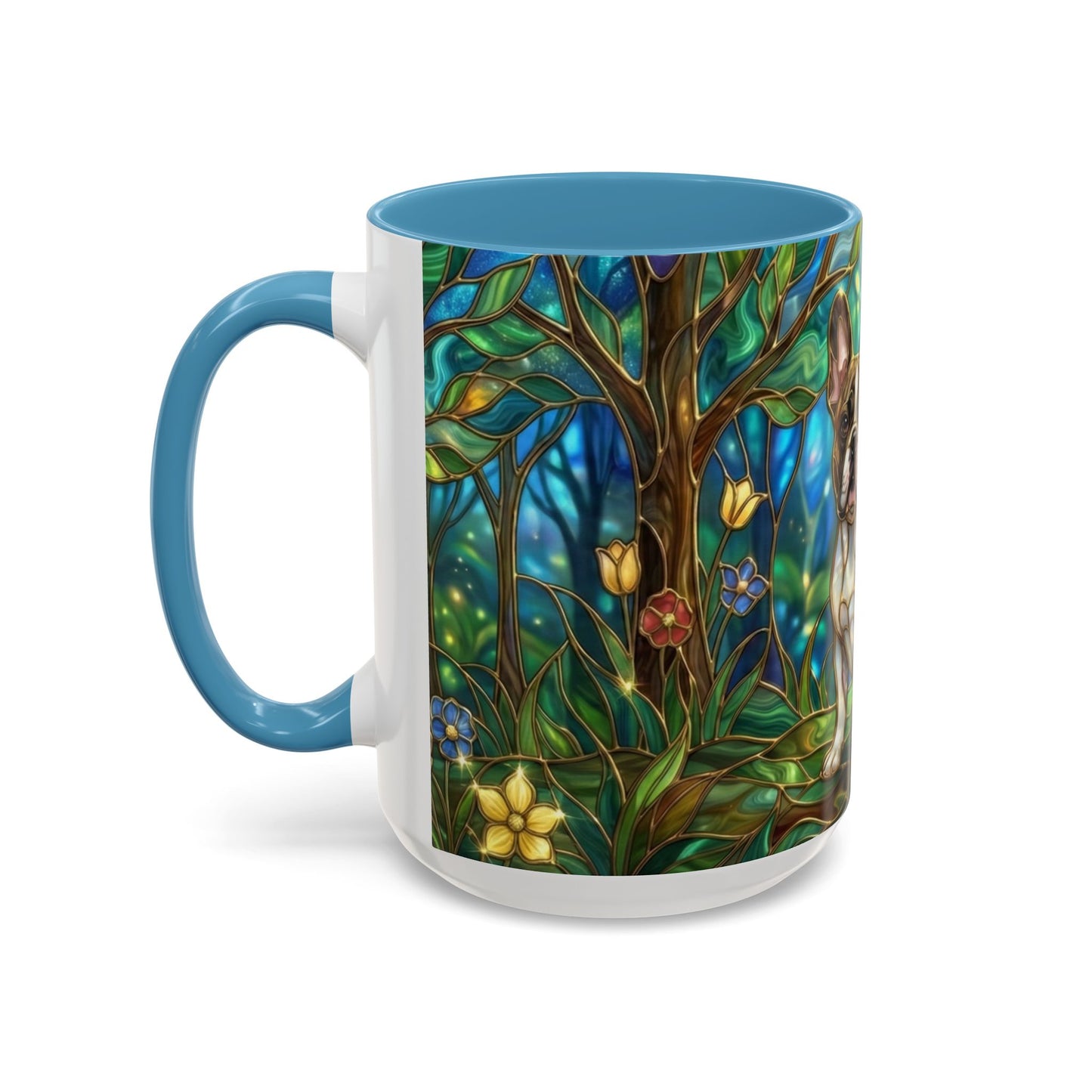 Stained Glass French Bulldog Mug, Frenchie Coffee Mug, Colorful French Bulldog Art Cup, Dog Mom Gift, Pet Lover Mug, Unique Frenchie Gift