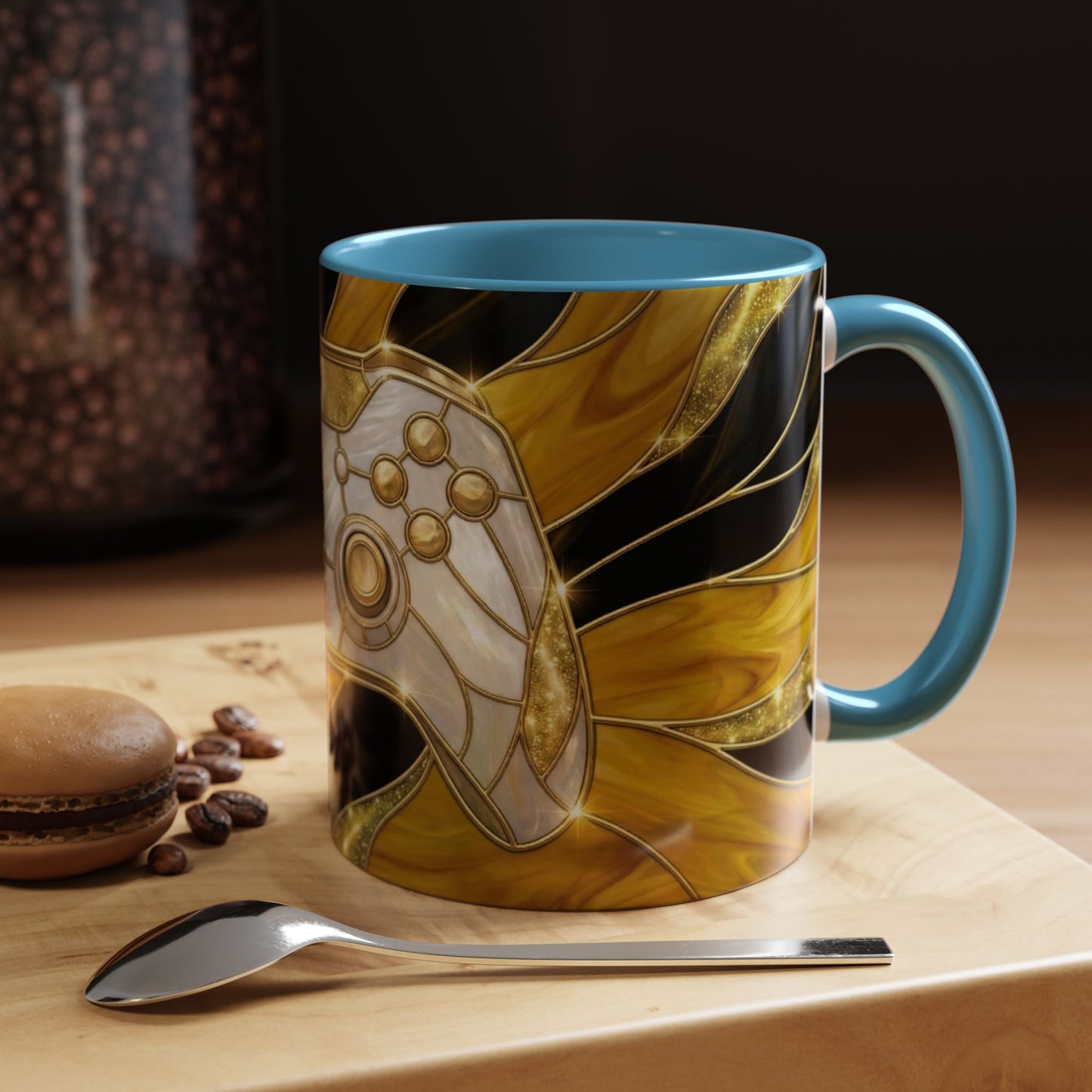 Stained Glass Gamer Mug, Gold Controller Coffee Cup, Video Game Gifts for Him, Gamer Boyfriend Gift, Teen Boy Gaming Mug, Desk Decor