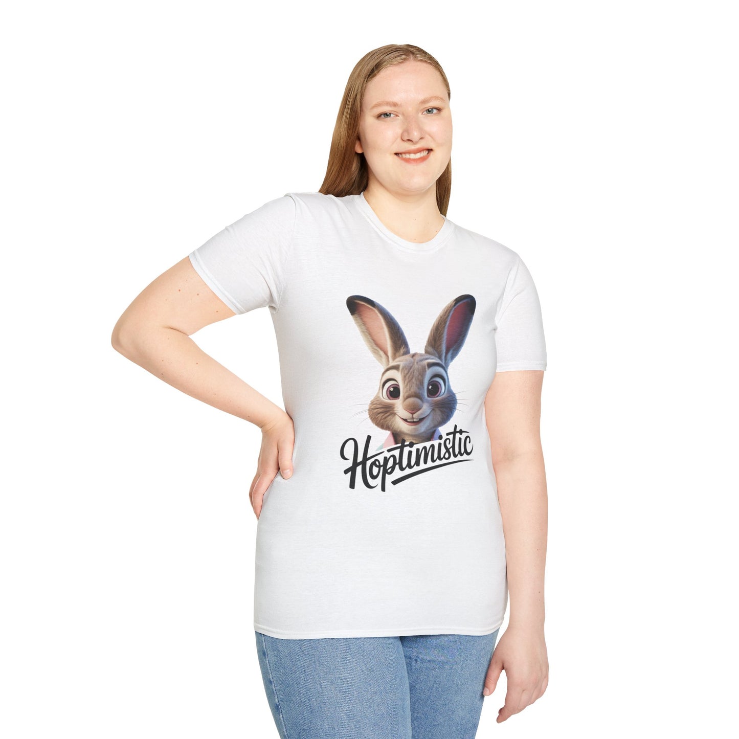 Hoptimistic Bunny T-Shirt, Cute Rabbit Pun Shirt, Positive Quote Tee, Animal Lover Gift, Funny Motivational Top, Easter Or Everyday Wear