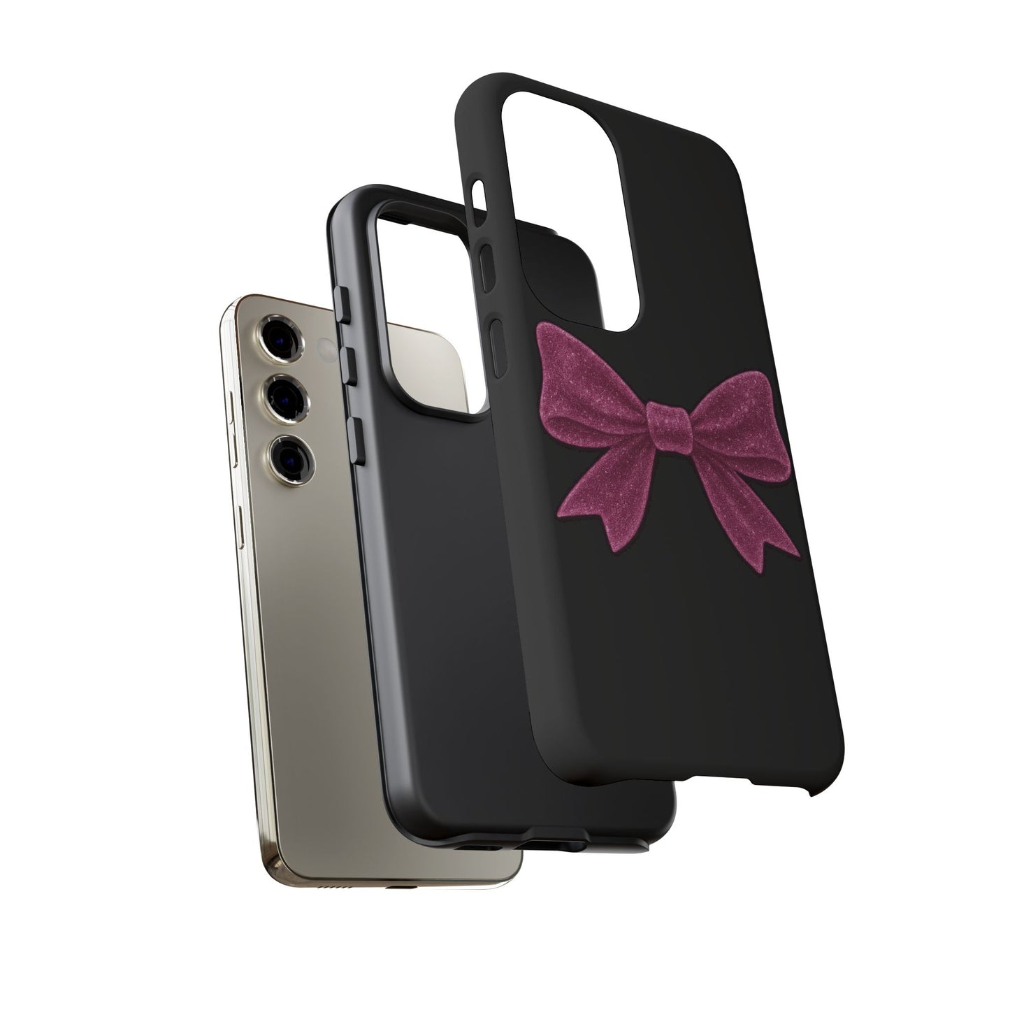 Pink Glitter Bow Samsung Case – Coquette Aesthetic Phone Cover – Girly Glossy Galaxy Case – Cute Soft Girl Tech Accessory – Kawaii Gift Idea