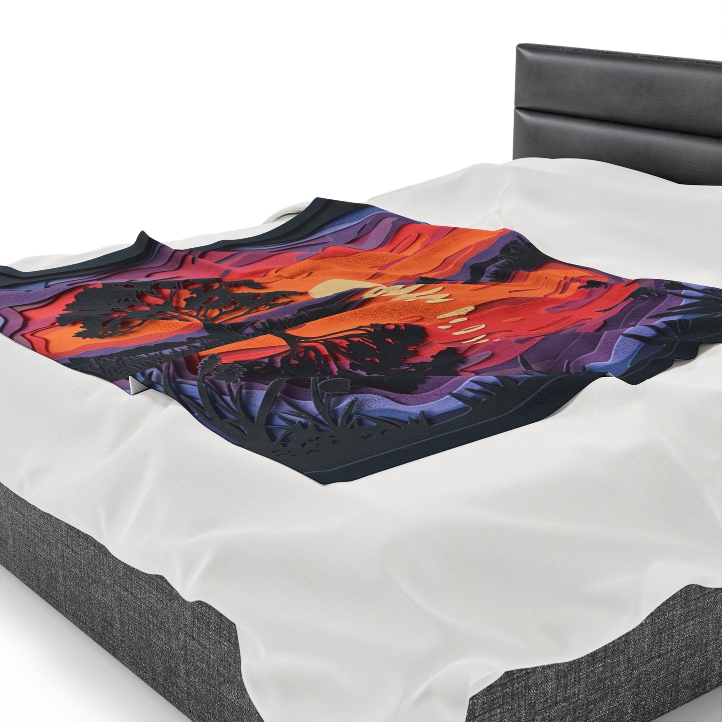 Plush Blanket - Sunset Paper Art Design