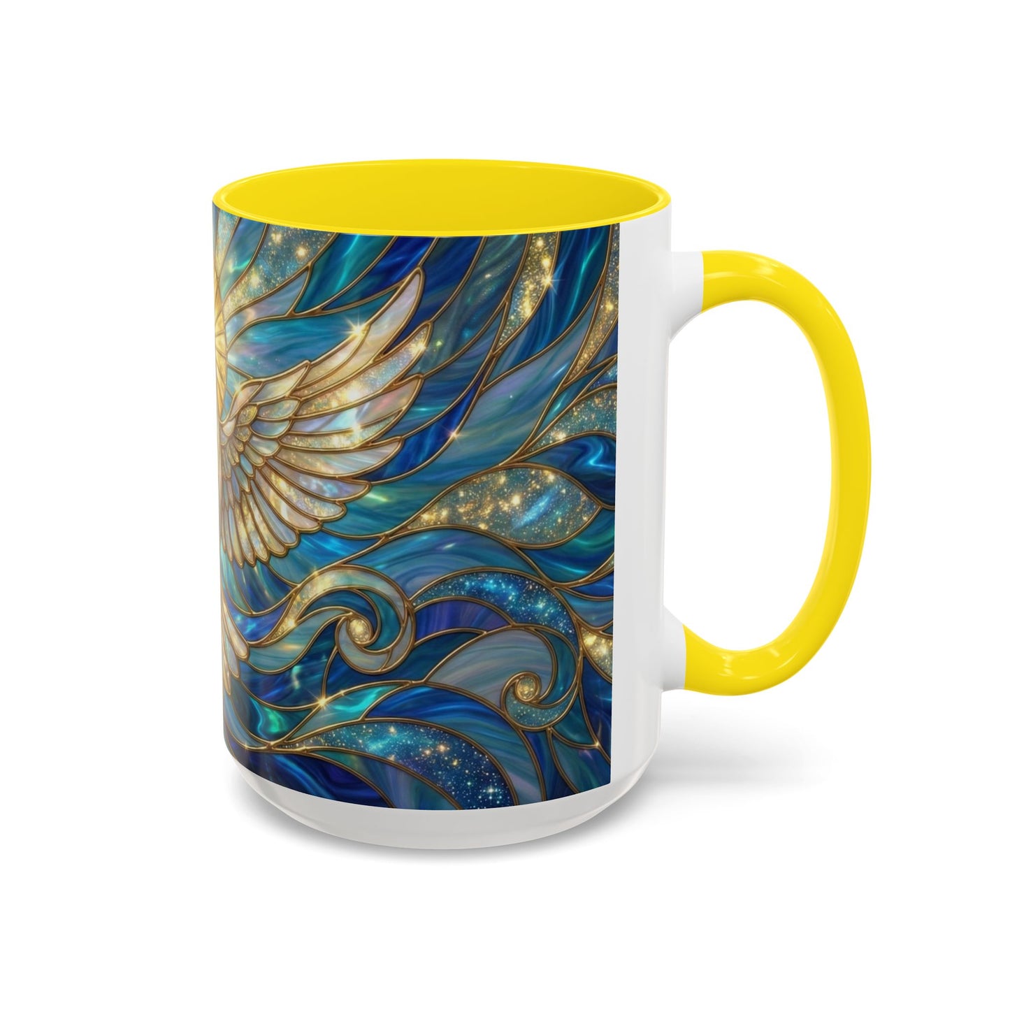 Stained Glass Dove Mug, Peace Dove Coffee Mug, Holy Spirit Dove Cup, Christian Gift Mug, Spiritual Art Mug, Faith Inspired Coffee Cup